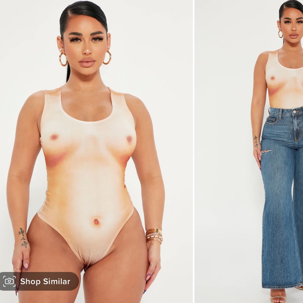 Nude nipple Kylie Jenner inspired bodysuit